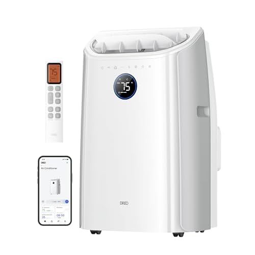 DREO Portable Air Conditioner 515S, 12000 BTU ASHRAE (8000 BTU DOE) Smart AC Unit for Bedroom with Drainage-free Cooling, Fan&Dehumidifier 3 in 1, APP/Voice/Remote, Quiet Standing AC for Room Indoors