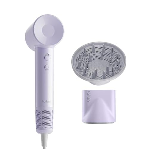 Laifen SE Lite Hair Dryer, Negative Ionic Blow Dryer with 100,000 RPM Brushless Motor for Fast Drying, High-Speed Low Noise Hair Dryer with Lightweight Design and 2 Nozzles Purple, HD110