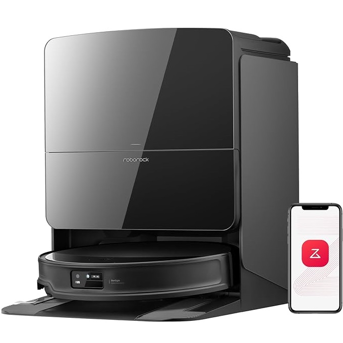 roborock Saros 10R Robot Vacuum and Mop, 22,000 Pa Suction, Zero-Tangling, 3.14’’ Ultra Slim, FlexiArm Riser Technology for Carpet & Floor, Corner & Edge Cleaning, Self-Emptying, Hot Air Drying, Black